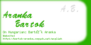 aranka bartok business card
