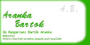 aranka bartok business card